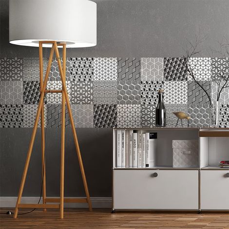 Sticker Mural Carrelage Adhésif Cuisine et Salle de Bain Carrelages Autocollant Azulejos Finlandais - 9 Sticker Tiles de 10x10 cm (1/5)