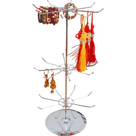 Étagère à bijoux rotative 3 niveaux, support métallique démontable pour vitrine (1/5)