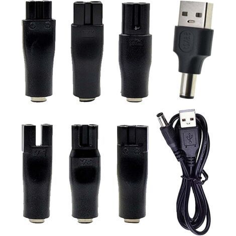 8 in 1 Universal Electric Shaver Charger Kit - Replacement USB Power Cord for Hair Clippers, Beard Trimmers and Grooming Tools - Compatible with Devices (1/5)