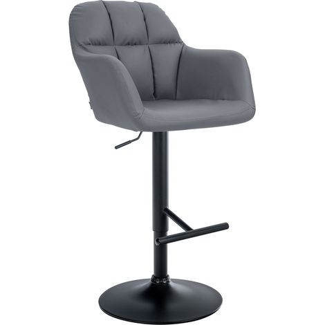 Sgabello da bar seggiolone x1 Funzione di rotazione a 360° in PVC grigio con cuciture decorative base in metallo nero 100005262