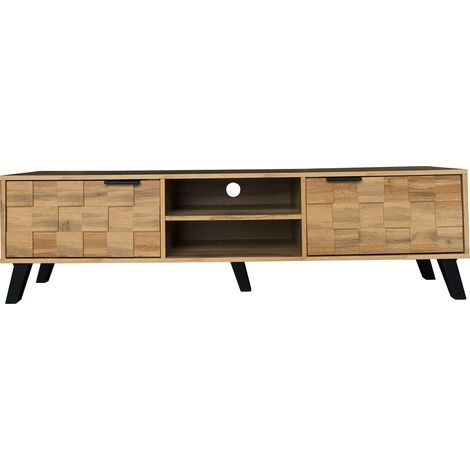 Mobile TV moderno con 2 ante e 2 scomparti aperti 160,5 x 35,5 x 45 cm (1/5)