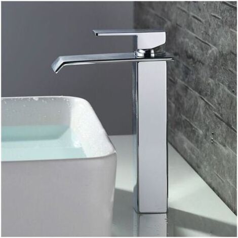 Robinet Salle de Bain Cascade Mitigeur de Lavabo Bec Haut Robinetterie pour Vasque Chromé Design Moderne..dyk. (1/4)