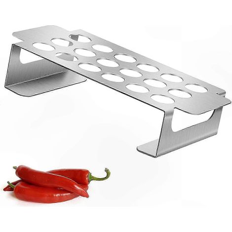 Grillrost aus Edelstahl für Paprika und Hähnchen, 18-Loch-Ständer zum Grillen von Jalapeños, Hähnchenschenkeln und -flügeln (1/5)
