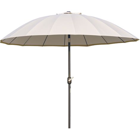 Ombrellone da giardino e patio 2,5 x 2,5 m con manovella, 18 stecche e testa inclinabile, colore crema.
