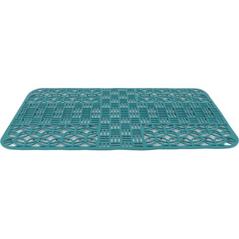 Tapis d'évier en silicone antidérapant et résistant à la chaleur, grande taille carrée ajourée, 66 x 35 cm, vert. (1/5)