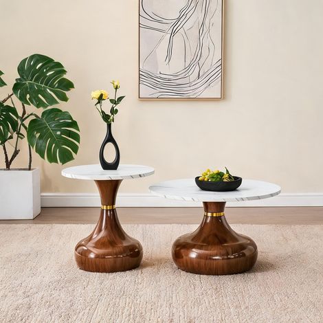 Table basse coloris blanc Walnut en métal (1/5)