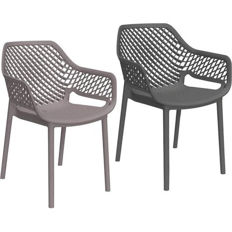 SEDIA IN POLIPROPILENE SCHIENALE FORATO 'ARIA ARMCHAIR' grafite