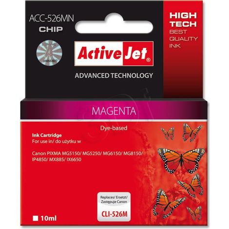 Atrament ActiveJet pre Canon CLI-526M Magenta 10ml s chipom (1/2)