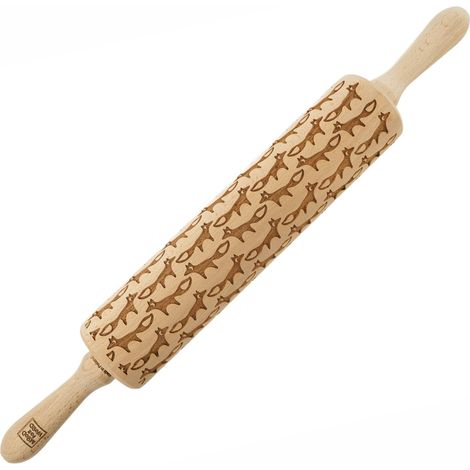 Mattarello in legno MoodForWood, inciso, 43 cm con manici, perfetto per la cottura al forno - Modello Lisa (1/5)
