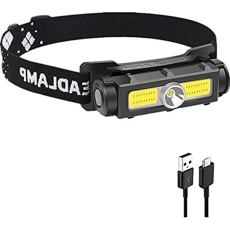 AIDUCHO 500 Lumen COB-LED-Stirnlampe, ultraleichte, per USB aufladbare Stirnlampe, 7 leistungsstarke Modi, abnehmbare COB-LED mit rotem und weißem Licht für Camping/Wandern/Angeln (1/5)