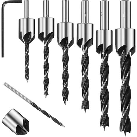 Ensemble de Fraises Percer 8pcs HSS 5 Flûtes - Forets à Chanfreiner pour Charpenterie de 3 à 10mm, Outil Idéal pour Précision et Efficacité (1/5)