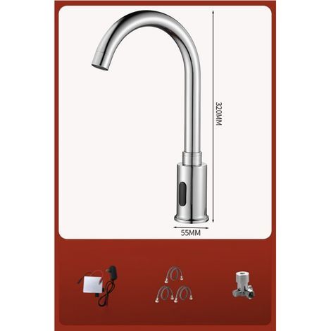 Capteur de robinet : Robinet de Salle de bain Capteur Infrarouge Pour Salle de Bain - Robinet de salle de bain automatique avec boîtier de commande - Mélangeur de température (1/5)