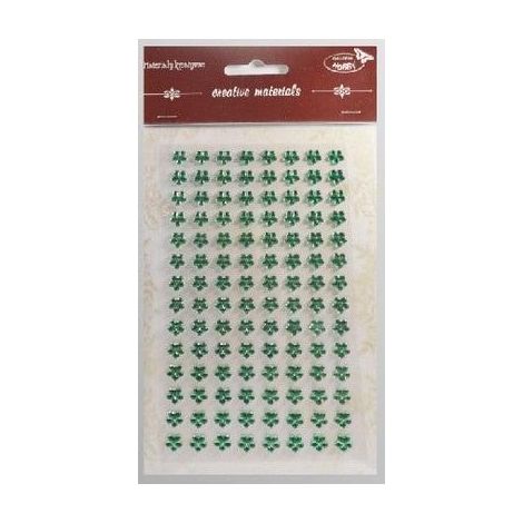 Adesivi con cristalli, fiori verdi, 8 mm, 112 pezzi
