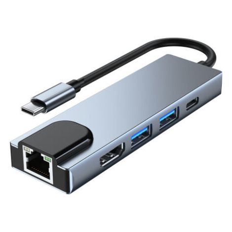 Adaptateur multiport USB C Hub, Station d'accueil USB C 5 en 1 avec HDMI 4K, Ethernet RJ45, USB3.0, PD 100 W, Compatible avec MacBook Pro/Air, Surface Pro et Autres Appareils de Type C (1/5)