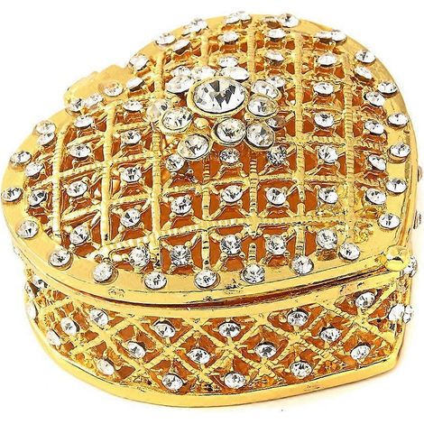 Coffret à bijoux en forme de cœur, ornements artisanaux, ensemble de mariage, coffret cadeau en forme de cœur, cadeau de cérémonie pour la mariée, bijoux en or (1/5)