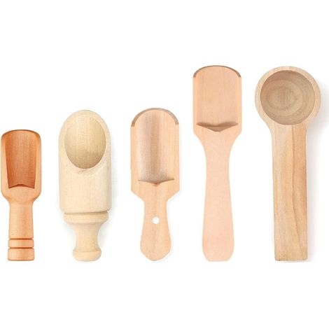 5 PièCes CuillèRes En Bois Mini CuillèRe En Bois CuillèRes à Bonbons Petite CuillèRe à Sel Mini Pelle En Bois CuillèRe à Sel En Bois Bain CuillèRe Ustensiles De Cuisine Pour Café,Thé,Condiments (1/5)