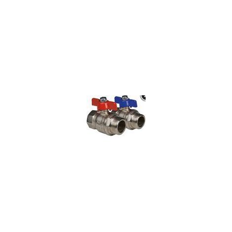 Herotec Kugelhahn (2Stück=1Set Rot/Blau) 1" AG x 3/4 Innengewinde Länge = 50mm