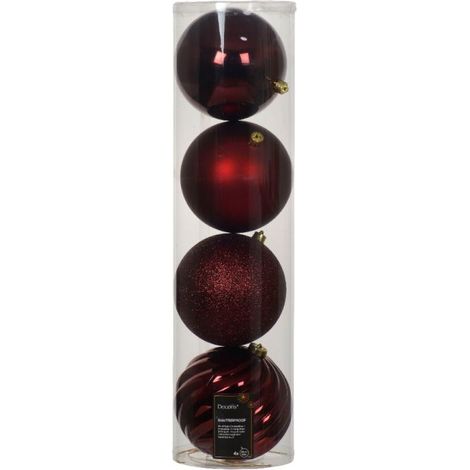 PALLINE NATALIZIE GRANDI VINACCIA 14CM INFRANGIBILI KAEMINGK SET 4 PEZZI