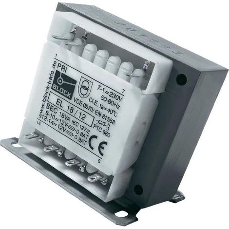 Block EL 13 6 transformador de seguridad 13 VA 2 x 6 V CA