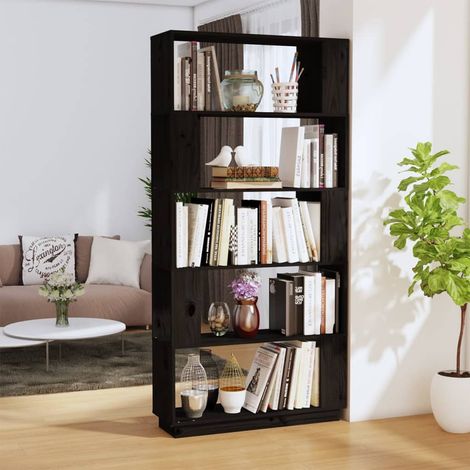 Estantería/divisor de espacios madera pino negro 80x25x163,5 cm vidaXL (1/5)