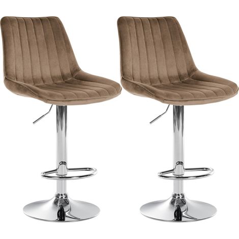 2er Set Barhocker Toni Samt braun Metall in Chromoptik (1/5)