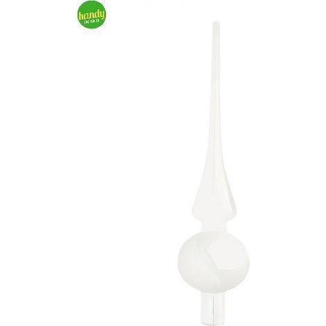 Puntale in vetro per albero di Natale Bizzotto bianco lucido 26 cm