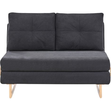 Sofá cama compacto de tela sofá para 2 personas plegable negro Jerslev (1/5)