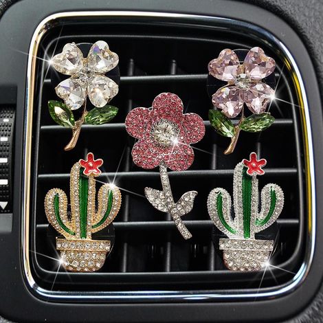 lot De 5 Clips De Ventilation Pour Climatisation De Voiture(plantes De Cristal), Clips D'aration Pour Voitures, Clips Pour Grille D'aration De Voi (1/5)