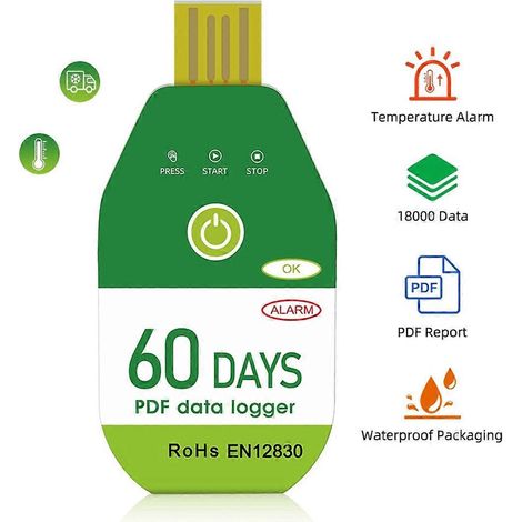 Hochpräziser Miniatur-Datenlogger mit Temperatursensor, 120 Tage (1/5)