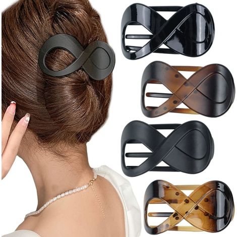 HONORNIC - Lot de 4 pinces à cheveux antidérapantes en acrylique, pinces à cheveux mates françaises