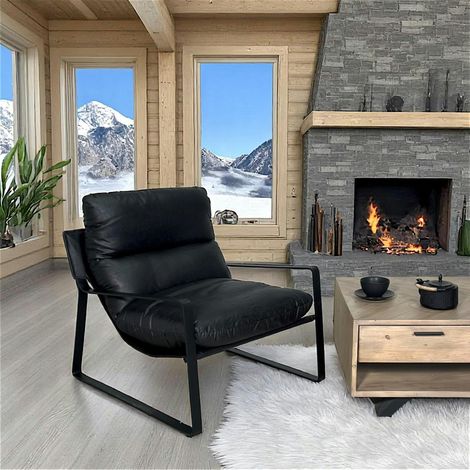 Fauteuil design tissu anthracite et métal EPIKA (1/5)