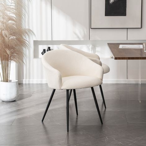 HOME DELUXE - Polsterstuhl CELESTE - 6 Stück, Farbe: Samt Weiß