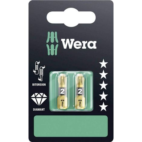 Wera 855/1 BDC SB SiS 05073339001 Inserto a Croce PZ 2 Acciaio per utensili rivestimento di diamante D 6.3 2 pz. (1/2)