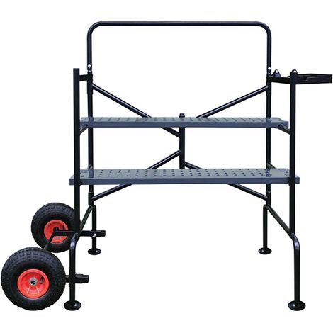 Artub – Échafaudage de jardin 2 plateaux – Hauteur de travail 2.33 à 2.85m – Roues tout terrain Ø 250mm – Plateau aluminium 1.13x0.20m