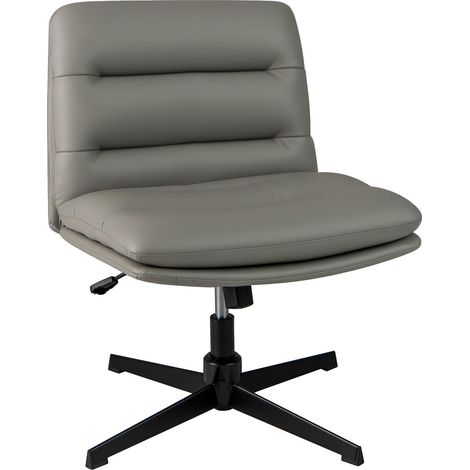 COSTWAY Sedia per Ufficio con Altezza Regolabile, Sedia Girevole con Base ad Incrocio, Sedile e Schienale Confortevoli, Sedia da Visitatori per Camera da Letto, Studio, Portata 150 kg (Grigio) (1/5)