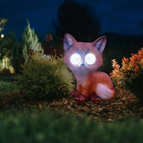 LED solaire petit renard lumière, lampe de décoration de l'atmosphère extérieure, mignon résine animaux renard jardin lumières de paysage. (1/5)