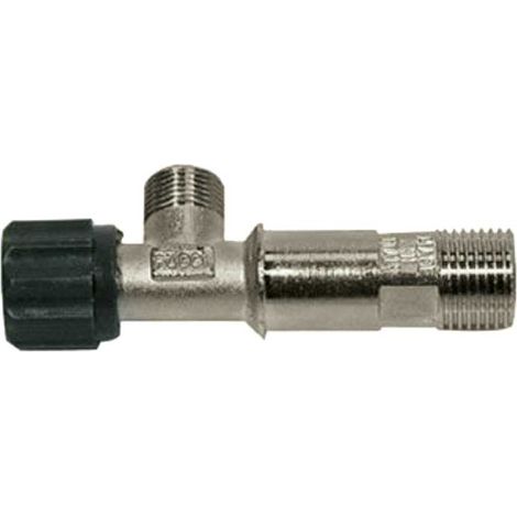 RUBINETTO D'ARRESTO IN OTTONE CON SUPPORTO PER CASSETTA ""SARA"" E ""ECO"" 1/2""M x 3/8""M