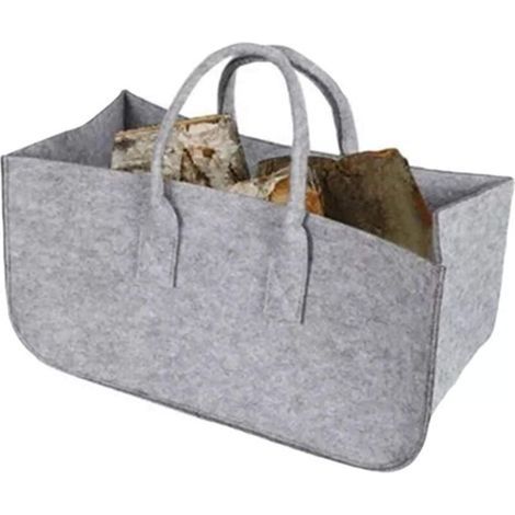 Filztasche, faltbar, zur Aufbewahrung von Brennholz, mit Griffen, 50 x 25 x 25 cm, schwarz, 1 Stück (1/4)