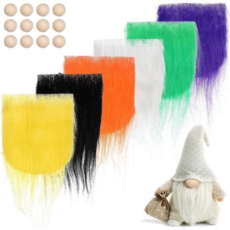 24 barbes de gnome et boules en bois brut pour la fabrication de poupées de gnomes.-As Shown