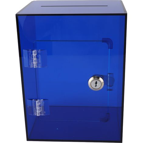 Tirelire en acrylique transparent grande robuste ouvrable pour adultes et enfants bocal à monnaie billets pièces avec 2 clés bleue (1/5)