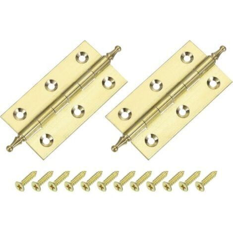 Charnière pour meuble2 Pcs Charnières À Paumelle Pliantes, 3 Pouces Petites Charnières En Laiton Pour Porte À Paumelle Pour Meuble Pointues Pliantes Vis Boîtes, Ton Or (1/4)