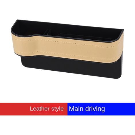(A-Beige conducteur principal) Organisateur latéral de siège avec porte-gobelet pour voiture, en cuir, multifonctionnel, combleur d'espace entre les sièges, boîte de rangement, poche de siège, rangeme (1/5)