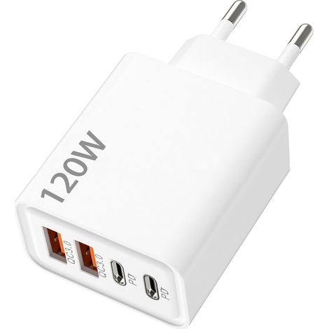 Caricabatterie da parete per cellulari, 120 W, blocco di ricarica USB-C Blocco di ricarica cubico da 120 W, blocco di ricarica cubico a ricarica rapida (1/4)