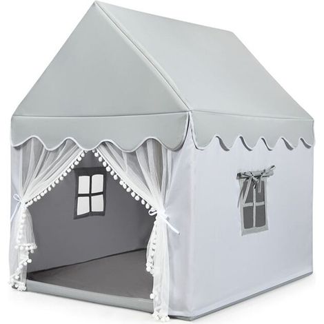 Tenda da gioco per bambini 120 x 105 x 140 cm spaziosa per 4 bambini design da favola cotone grigio 200017463
