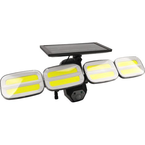 Lampes solaires d'extérieur à détecteur de mouvement, 4 têtes, 800 lm, 6500 K, éclairage grand angle à 360°, étanches IP65, 200 LED (1/5)