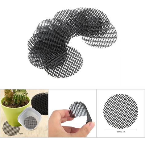 Auslaufsicherer Filter für Blumentöpfe [10 Stück] Kunststoffgewebe für Drainage und Wurzelschutz (8 cm Durchmesser, wasserdicht, langlebig) (1/5)