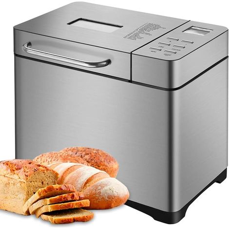 Machine À Pain Automatique, Machine À Pain Professionnelle en Acier Inoxydable avec Distributeur De Noix Et Minuterie De 15 H, Capacité De 0,9 Kg, 3 Tailles De Pain Et 3 Couleurs De Croûte