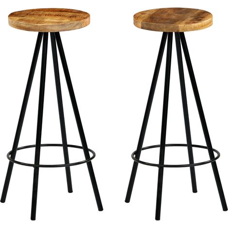 Barhocker 2 Stk. Massivholz Mango