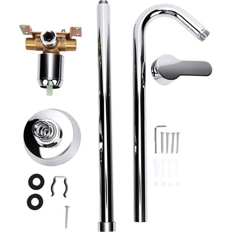 Kit de douche extérieure, robinet à poignée unique avec tête ronde pour piscines de plages de cour (1/5)