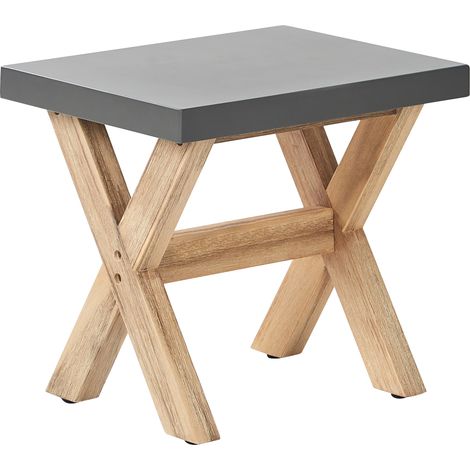Taburete de jardín de cemento reforzado gris base de madera de acacia Olbia (1/5)